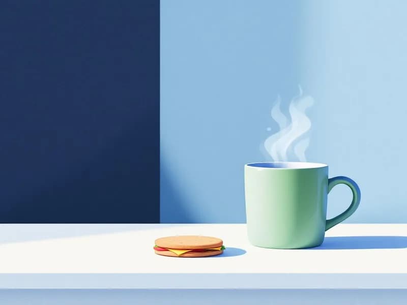 Illustration of a coffee mug and a paused timer on a desk